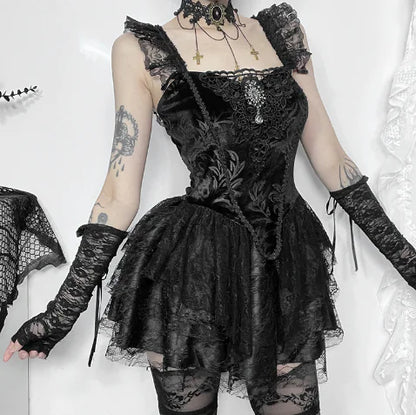 Dark Gothic Off-Shoulder Dress