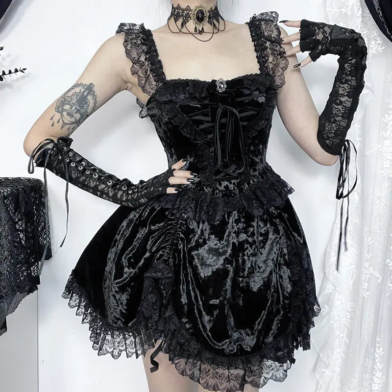 Dark Gothic Off-Shoulder Dress