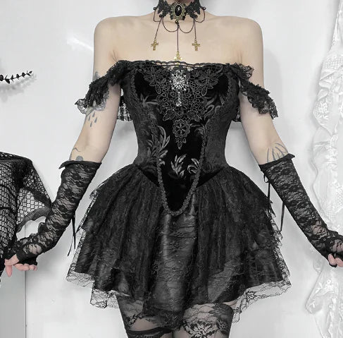 Dark Gothic Off-Shoulder Dress