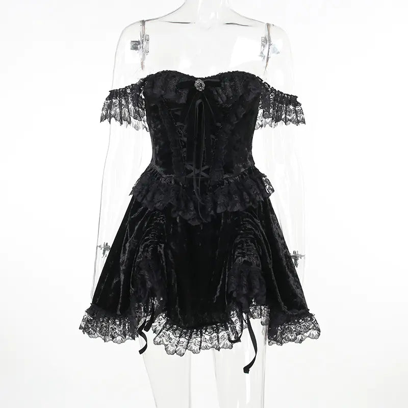 Dark Gothic Off-Shoulder Dress