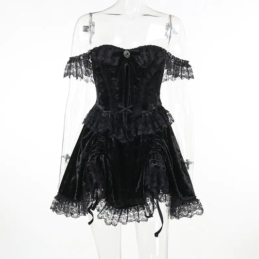 Dark Gothic Off-Shoulder Dress