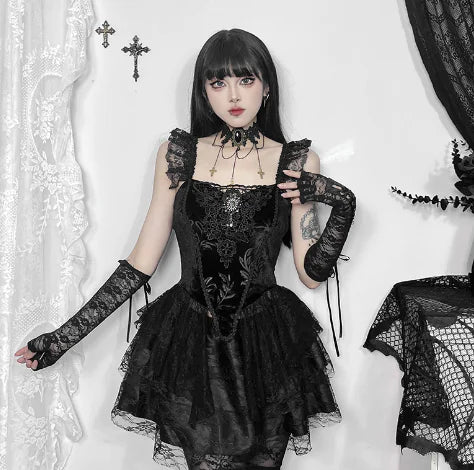 Dark Gothic Off-Shoulder Dress