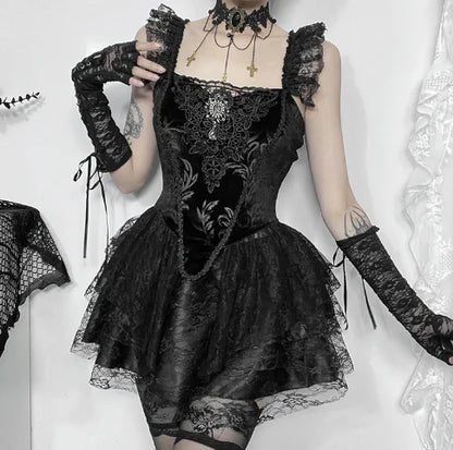 Dark Gothic Off-Shoulder Dress